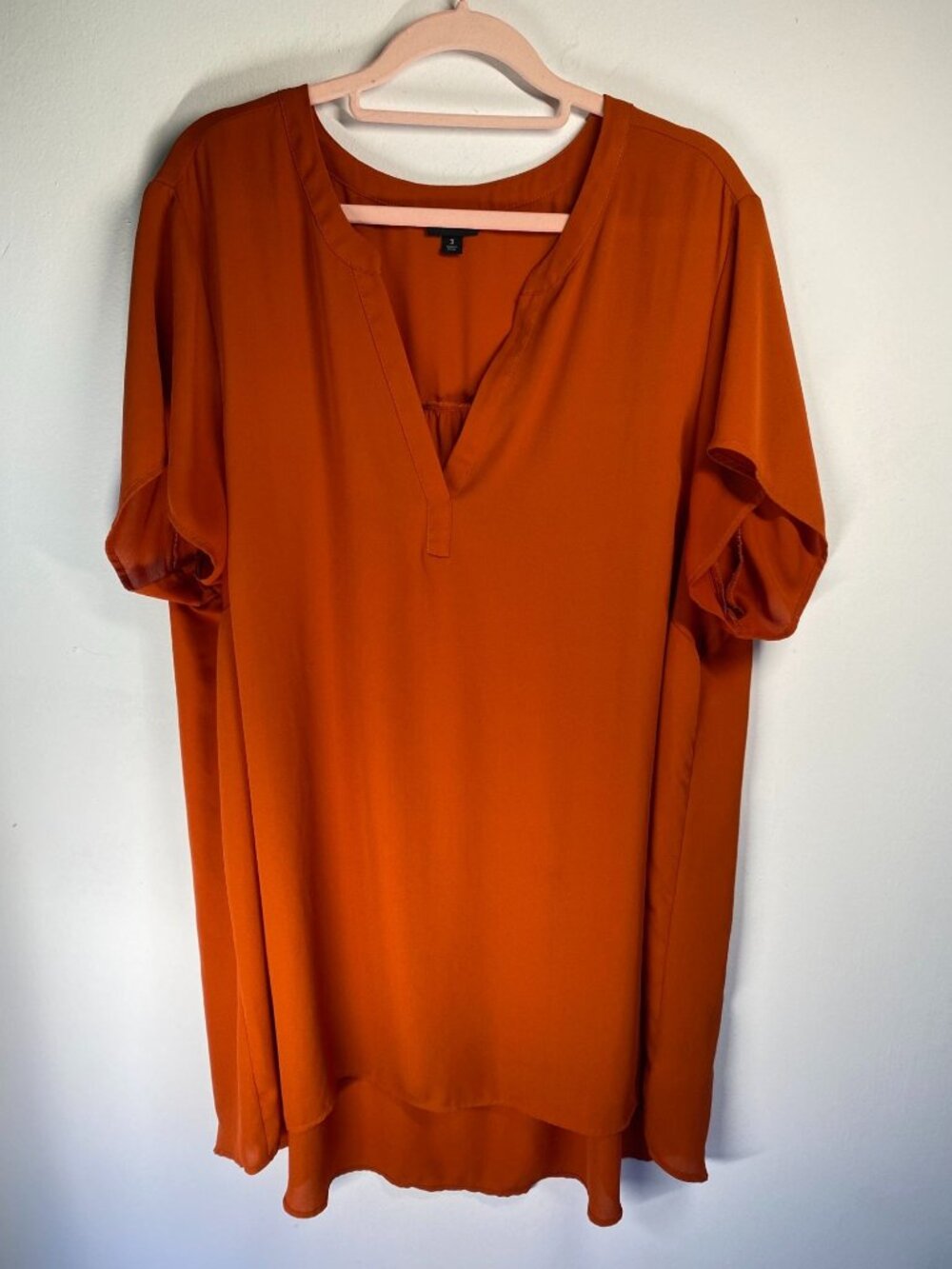 Torrid Womens Burnt Orange Short-Sleeve High-Low Blouse Size 3
